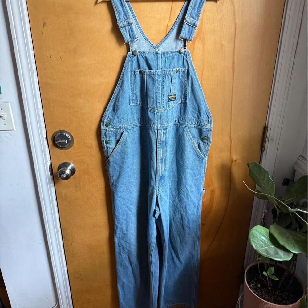 Vintage OshKosh blue denim overalls 42”